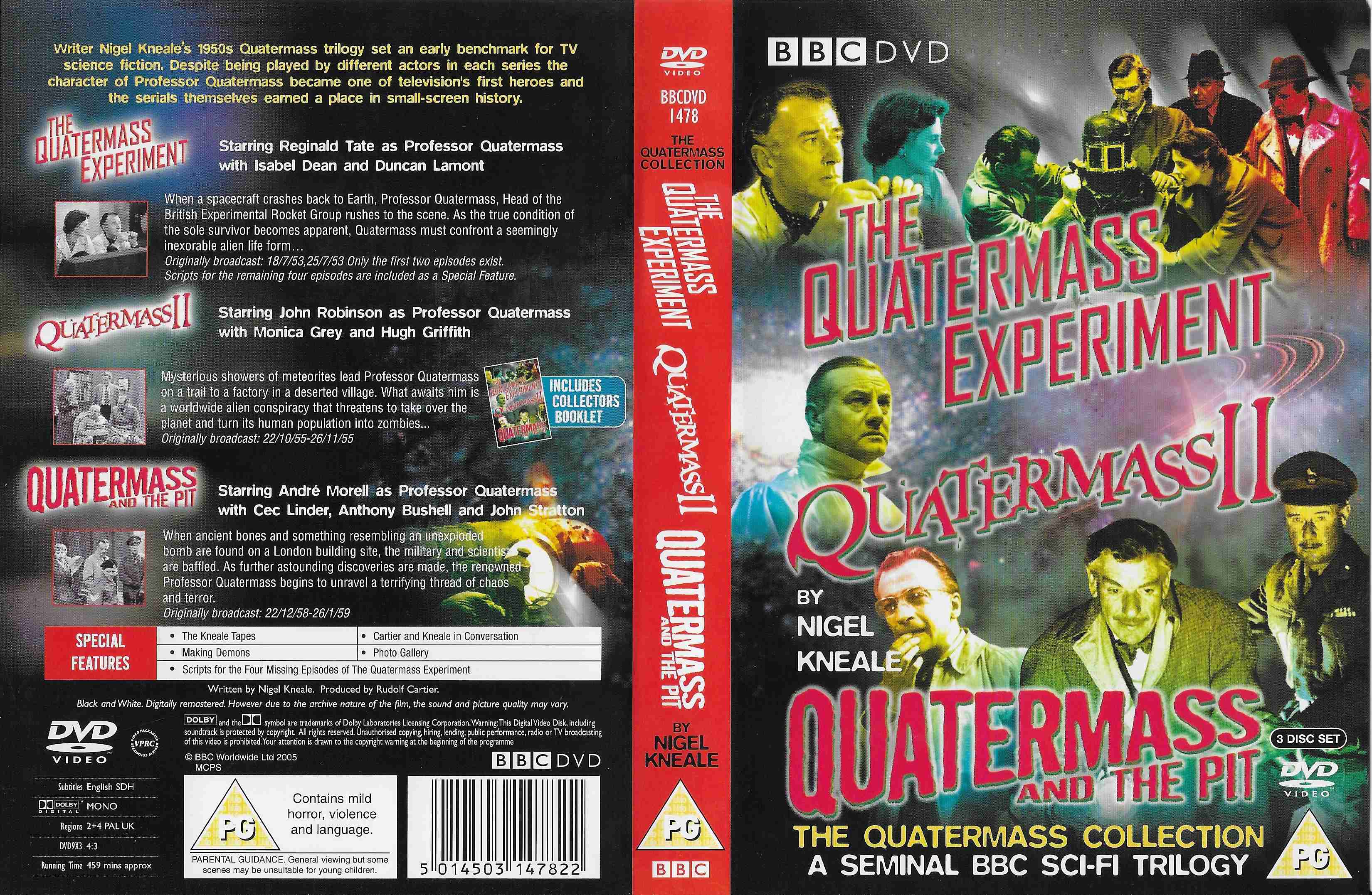 Picture of BBCDVD 1478 The Quatermass collection by artist Nigel Kneale from the BBC records and Tapes library